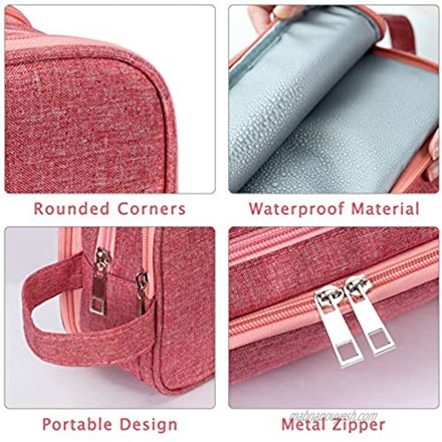 Unaone Toiletry Bag，Portable Lightweight Dry And Wet Separation Travel Cosmetic Bag & Makeup Bag Water-resistant Toiletries Kit Organizer with Three Zippered Pink