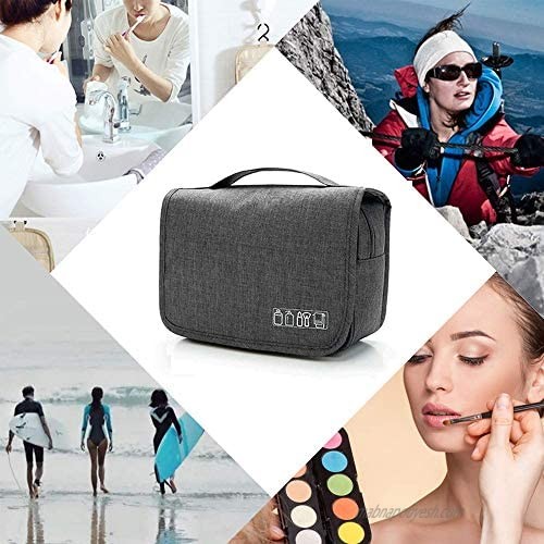 Water Resistant Hanging Compact Travel Toiletry Bag for Women and Men Kit Cosmetic Makeup Organizer with Separate Zipper Closed Compartments for Toiletries Accessories