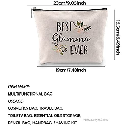 WCGXKO Best Glamma Ever Grandma Gift Glamma Gift Zipper Makeup Bags Travel Waterproof Toiletry Bag Accessories (BEST Glamma)