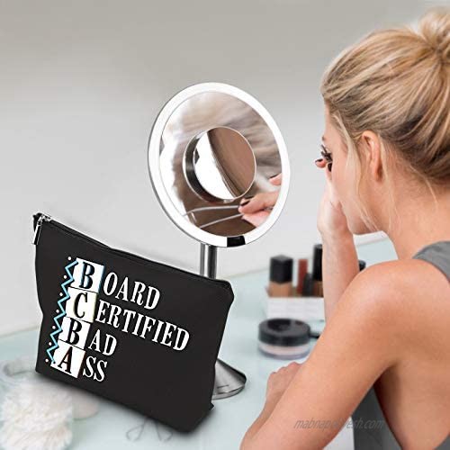 WCGXKO Funny Behavior Analyst Gift BCBA Gift Board Certified Bad Ass Zipper Pouch Cosmetics Bag (BOARD CERTIFIED BAD ASS)