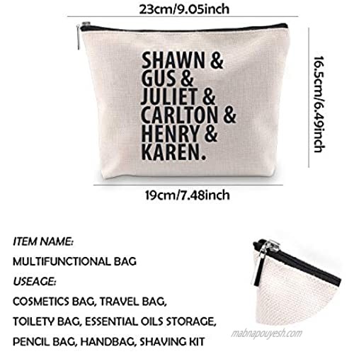 WCGXKO Psych TV Show Inspired Names Zipper Pouch Cosmetics Bag For Fans (SHAWN & GUS)