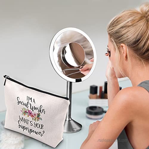 WCGXKO Social Worker Gift I’m A Social Worker What’s Your Superpower Novelty Zipper Pouch Makeup Bag (Social Worker superpower)