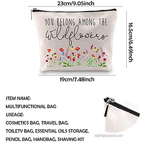 WCGXKO You Belong Among The Wildflowers Lyrics Zipper Pouch Makeup Bag Gift for Her (Among The Wildflowers)