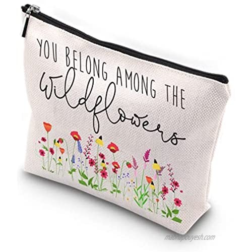 WCGXKO You Belong Among The Wildflowers Lyrics Zipper Pouch Makeup Bag Gift for Her (Among The Wildflowers)