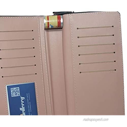 Baellary Women's Multi-functional Zipper Hand Strap Handbag iPhone Wallet (Rose Red)