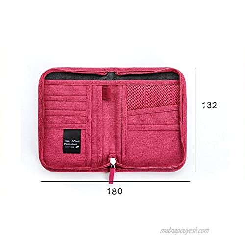 DINIWELL Multifunctional Travel wallet Passport Wallet with Hand Strap Passport Holder Travel Organizer Wallet for Card Money Ticket Mobile (628MART) (Rose Red)
