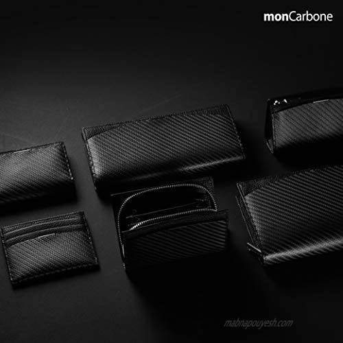 monCarbone Wallets for Men Minimalist Carbon Fiber [BlackLabel Classic Wallet] Leather Travel Wallet for Men & Women Black