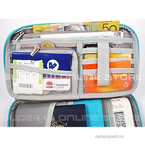 Mooco RFID Blocking Travel Wallet Waterproof Document Organizer Bag with Attached Shoulder Strap Grey