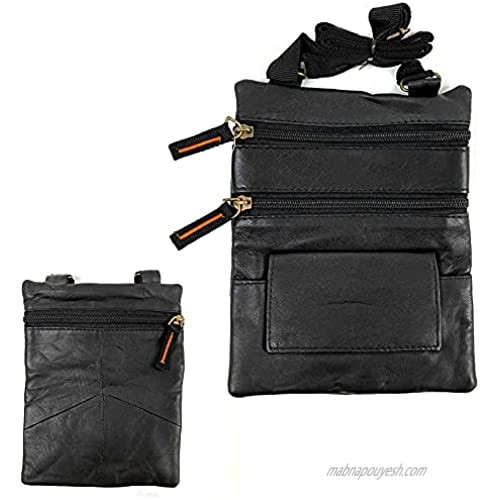 New Genuine Leather Neck Pouch Holder Passport ID Documents Travel Wallet Bag | Leather Neck Pouch | Passport Travel ID Wallet Holder | Passport Holder | Wallet for Travels | Black