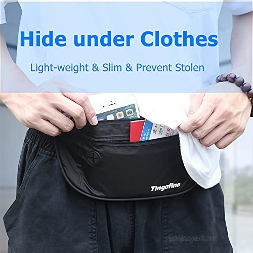 Travel Money Belt with RFID Blocking Hidden Waist Wallet Bag Under Clothes for Men and women - Blue