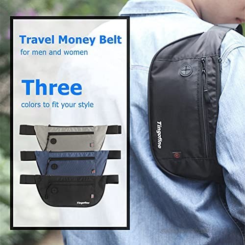 Travel Money Belt with RFID Blocking Hidden Waist Wallet Bag Under Clothes for Men and women - Blue