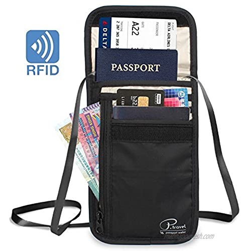 Yellow-Price RFID Blocking Stash Wallet Travel Neck Pouch Passport Holder Hidden Wallet for Women & Men Blocking Neck Stash Anti-Theft Hidden Wallet Grey
