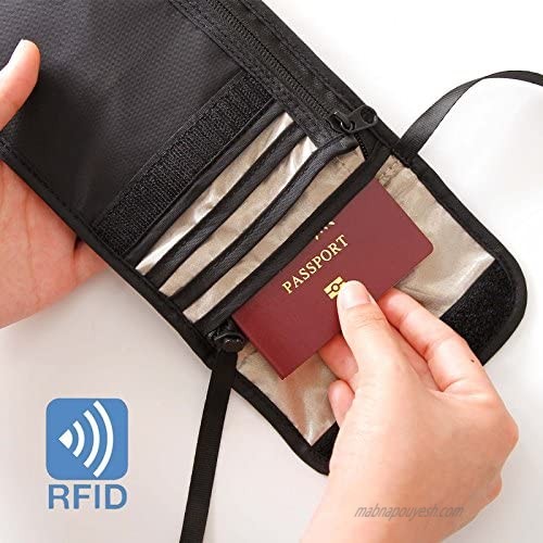 Yellow-Price RFID Blocking Stash Wallet Travel Neck Pouch Passport Holder Hidden Wallet for Women & Men Blocking Neck Stash Anti-Theft Hidden Wallet Grey