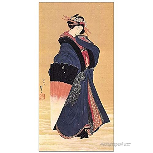 ArtPlaza Hokusai Katsushika - Beauty with umbrella in the snow Decorative Panel  23.5x43.5 Inch  Multicolored