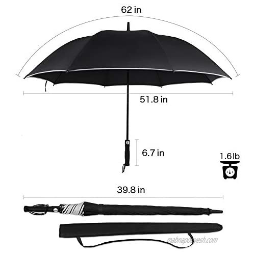 Auto Opening Handle Umbrella Stormproof Golf Umbrella Black Windproof Double Vented Travel Umbrella Windproof Umbrella for Men Women