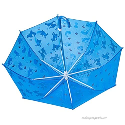 Babalu Kids Umbrella - Childrens 18 Inch Rainy Day Umbrella - Raining Cats and Dogs Blue/Red
