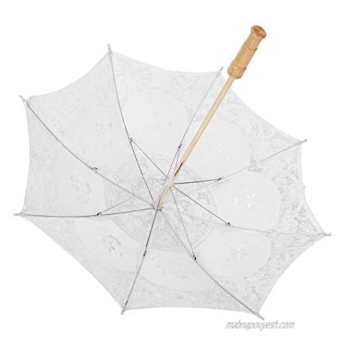 Bride Umbrella - Delaman Handmade Lace Flower Embroidery Parasol Wedding Bride Photography Umbrella (Color : White Size : S)