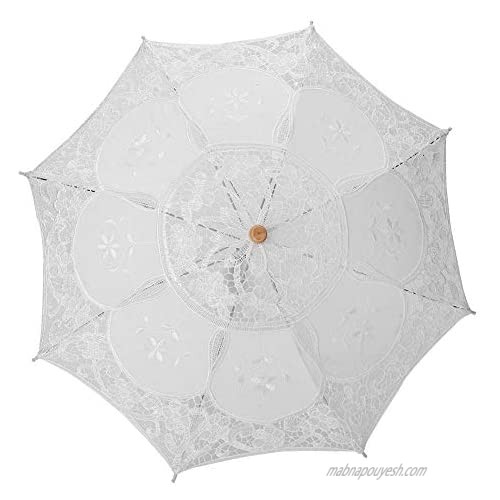 Bride Umbrella - Delaman Handmade Lace Flower Embroidery Parasol Wedding Bride Photography Umbrella (Color : White Size : S)