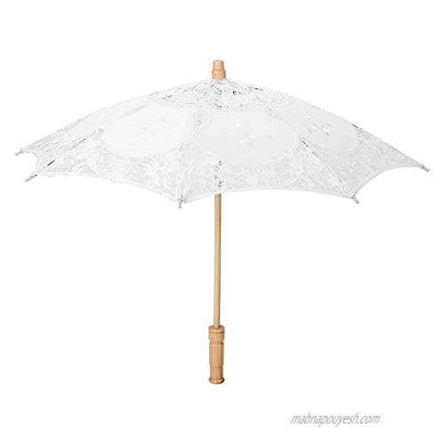 Bride Umbrella - Delaman Handmade Lace Flower Embroidery Parasol Wedding Bride Photography Umbrella (Color : White  Size : S)