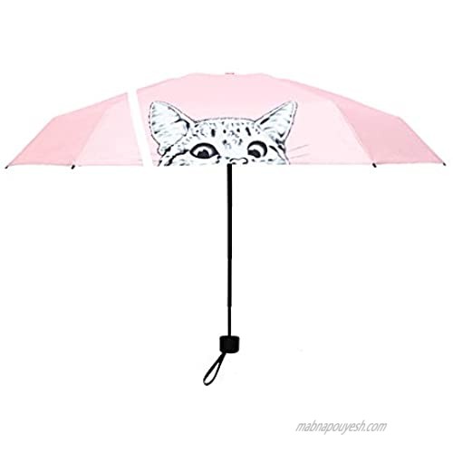 CMJLBM UV Protection Folding Mini Umbrella Cat Pattern Collapsible Ultraviolet-Proof Sun Umbrella