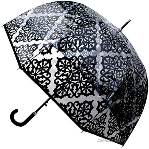 COLLAR AND CUFFS LONDON - Rare Automatic - Windproof EXTRA STRONG - StormDefender - Fiberglass - Clear Patterned Dome Umbrella