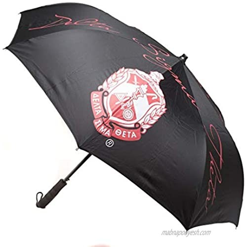 Delta Sigma Theta Sorority Upside Down Inverted Dual Layer Umbrella Black