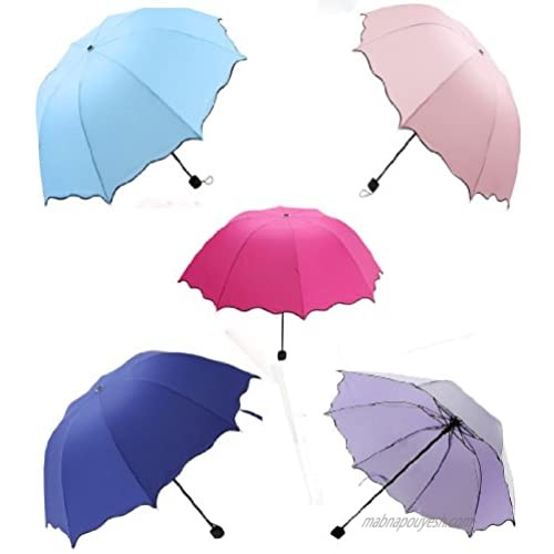 Dome Parasol Sun-rain Umbrella Triple Folding Ruffled Anti-uv Parasol (Light Blue)