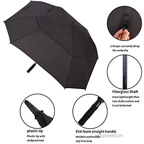 Doubwell Square Golf Umbrella 62 Inch Large Size with Windproof Vented Automatic Stick Sturdy Umbrella for Man and Woman