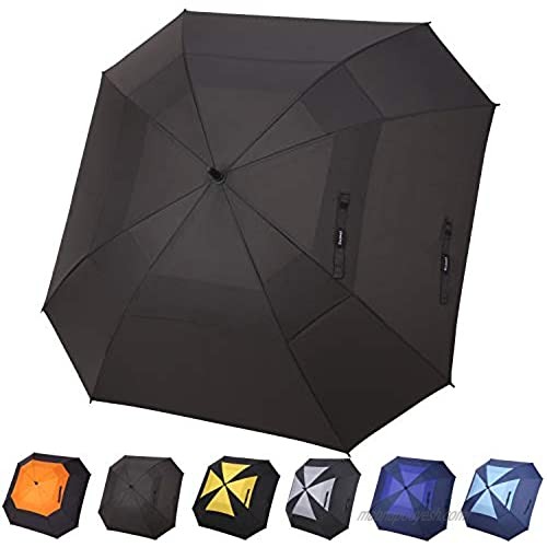 Doubwell Square Golf Umbrella 62 Inch Large Size with Windproof Vented Automatic Stick Sturdy Umbrella for Man and Woman