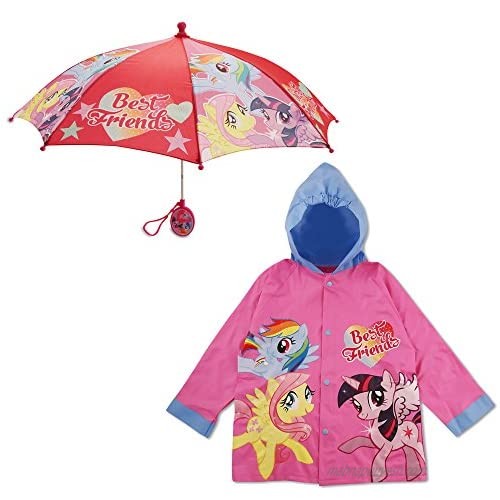 Hasbro Kids Umbrella and Slicker  My Little Pony Toddler and Little Girl Rain Wear Set  for Ages 2-5