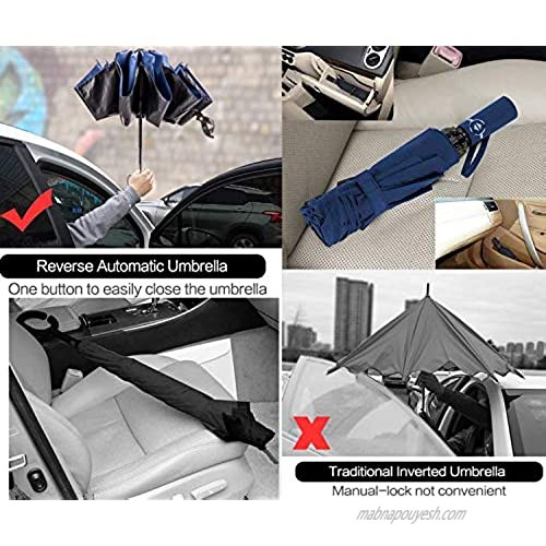 Inverted Windproof Umbrella Auto Open and Close Compact Portable Travel Umbrella Reverse Open Umbrella for Car