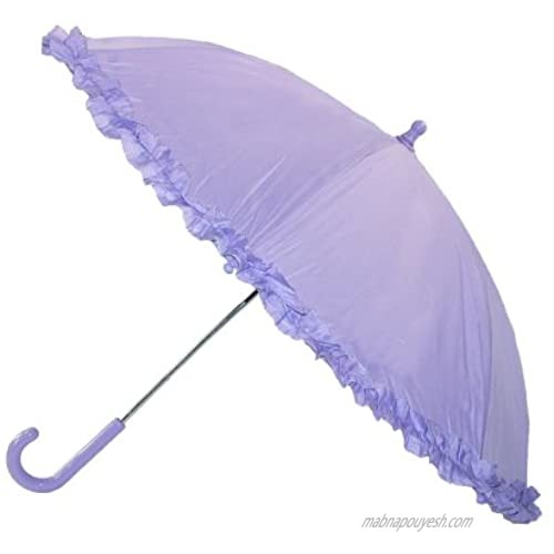 iRain Kids Hook Handle Ruffled Umbrella Dark Pink