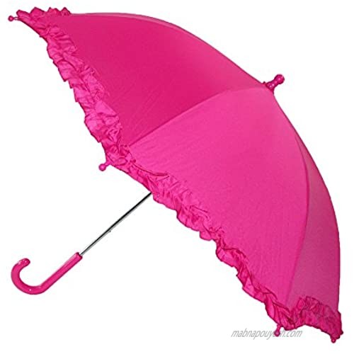 iRain Kids Hook Handle Ruffled Umbrella  Dark Pink