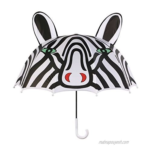 Kidorable Black and White Zebra Umbrella for Girls With Fun Pop-Up Zebra Ears