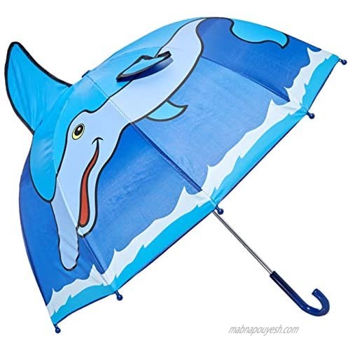 Kidorable Blue Dolphin Umbrella With Fun Pop-Out Fin and Ocean Trim