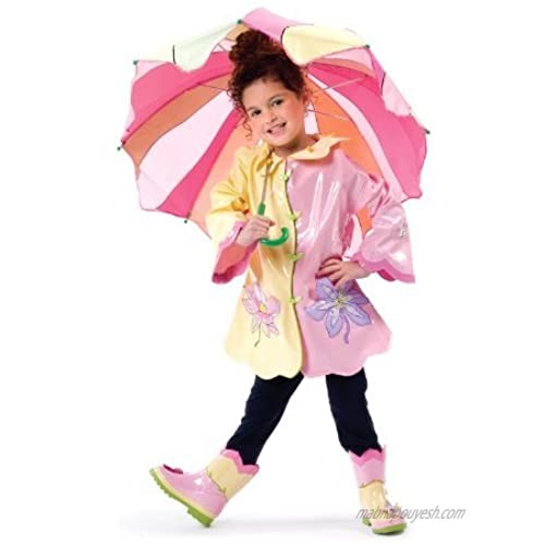 Kidorable Lotus Flower Pink/Yellow Umbrella for Girls w/Fun Flower Handle Pop-Up Bee Wing 1 Size