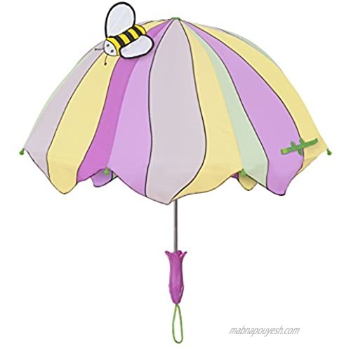 Kidorable Lotus Flower Pink/Yellow Umbrella for Girls w/Fun Flower Handle  Pop-Up Bee Wing  1 Size