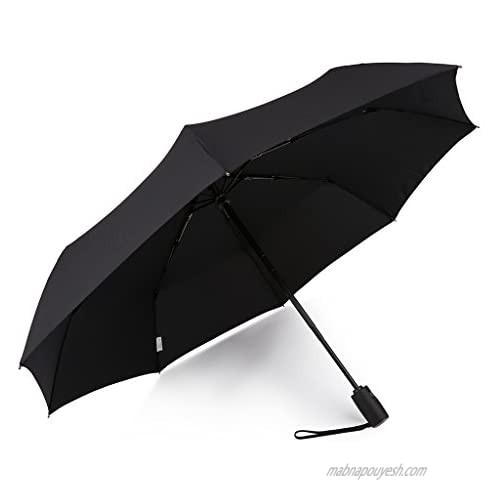 Kobold Business Travel Automatic Open Close Lightweight Strong Umbrella Windproof and Teflon Coating (Black)