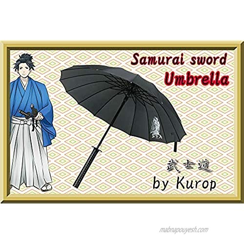 Kurop Samurai Sword Handle Umbrella Ninja Katana Japanese Long Umbrella with 16 Ribs