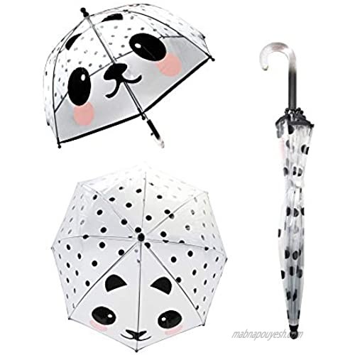 Laura Ashley Kids Cartoon Umbrella Pop up Umbrella Lightweight Windproof Clear Umbrella Dome for Kids – Black Panda