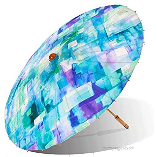 Lily-Lark Blue Squares UV protection sun parasol rated UPF 50+