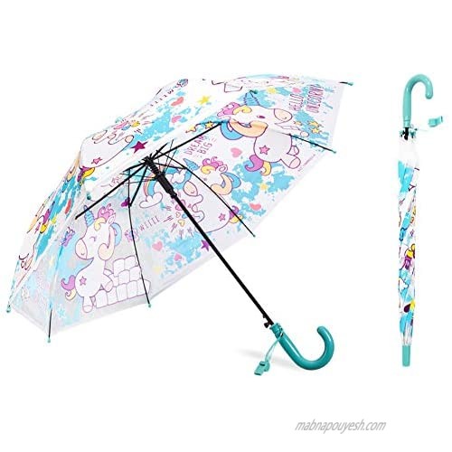 NOSUN Automatically Open Children's Unicorn Umbrella Compact Kids Umbrella Children's Windproof Umbrella for Boys and Girls