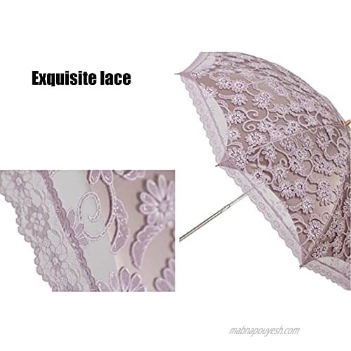 Orgrimmar Ladies Lace Parasol Umbrella Anti-UV Protection Sun Shade UPF 50+ Lightweight and Portable Folding Umbrella (Purple)