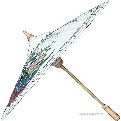 Oriental-Decor Awesome Peacocks Hand Painted Umbrella 35 Inch