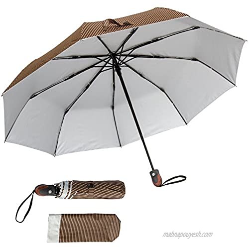 Pacific Bay Automatic Open/Close Pinstriped Umbrella (Brown)