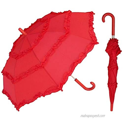RainStoppers Girl's Solid Umbrella with Three Ruffles