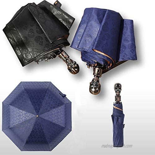 Retro Skull Umbrella Anti-UV Umbrella 39 Inch Automatic Opening and Closing Folding Umbrella