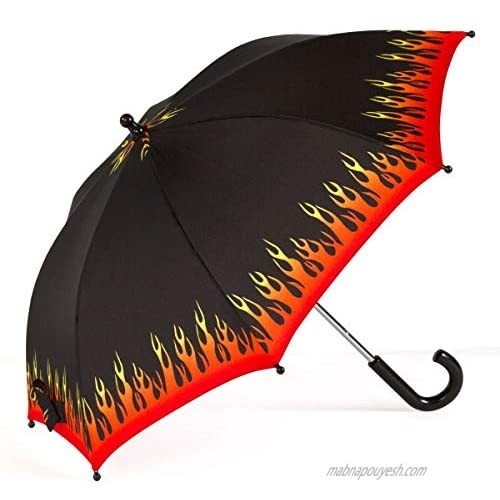ShedRain Black Flame Kids Umbrella for Boys & Girls - Pinch-Proof  Easy Grip Handle - Compact Children's School & Travel Umbrella with Large 33" Arc  Heavy Duty Steel Shaft & Fiberglass Ribs