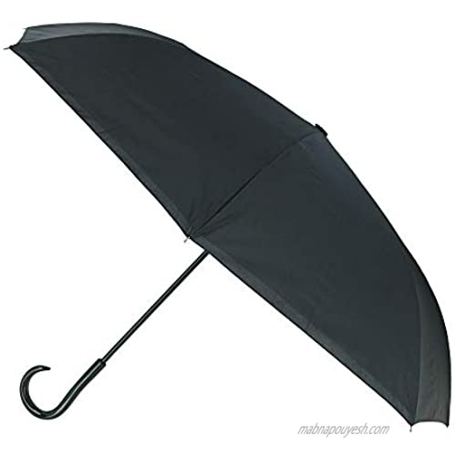 ShedRain Women's UnbelievaBrella Reverse Closing Iridescent Stick Umbrella Black