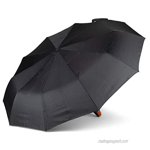 Sleek Midnight Black 40 inch Nylon Curved Handle Auto Umbrella